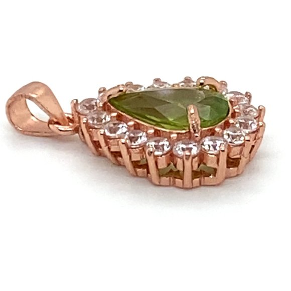 Peridot 1.32ct Rose Gold Finish Solid 925 Sterling Silver Pendant - Picture 6 of 7
